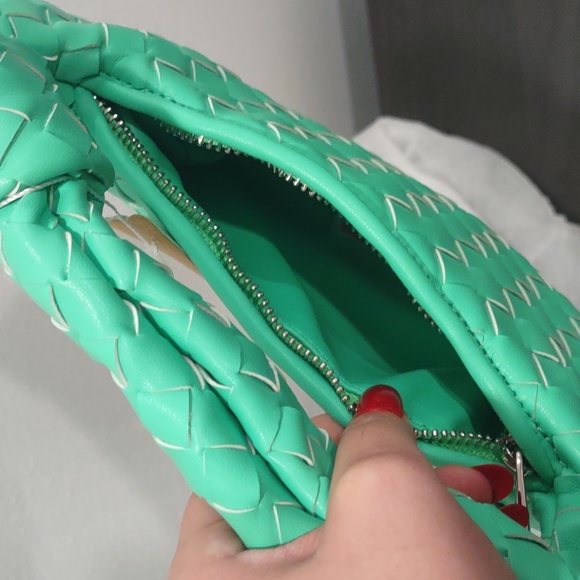 NWT Bright Green JYG Woven Leather Bag Bottege Veneta Style - Picture 4 of 6